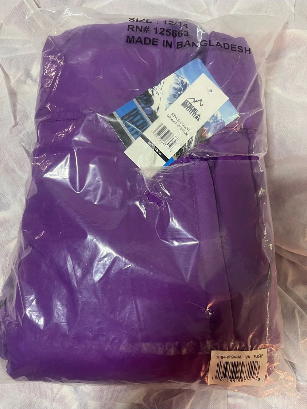 Kids Waterproof Purple Snow Bib Overalls